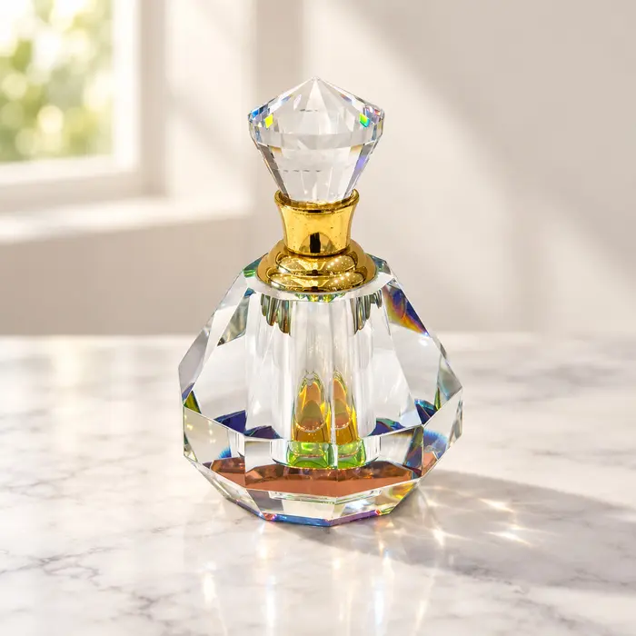 Crystal Perfume Bottle - Diamond Stopper