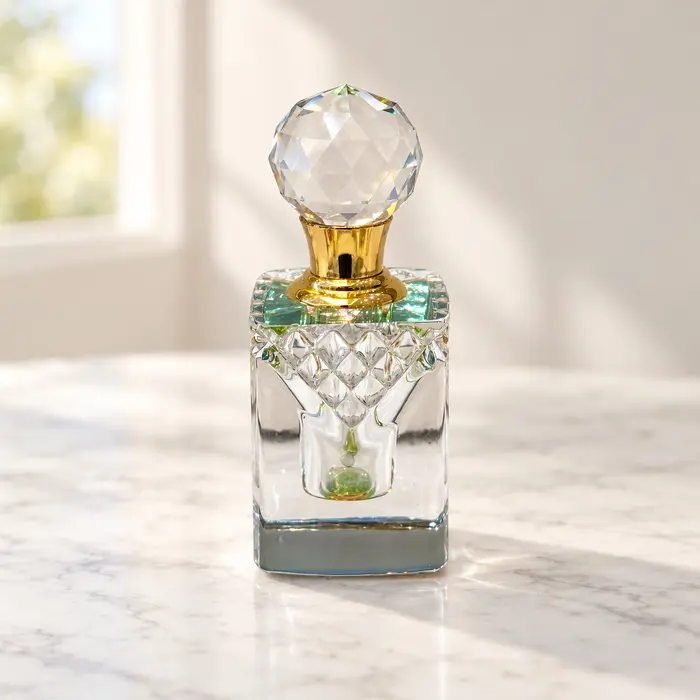 Crystal Perfume Bottle - Diamond Shoulder