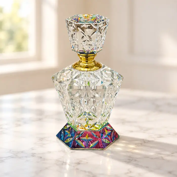 Crystal Perfume Bottle - Star Facets