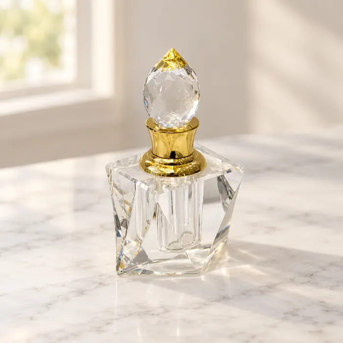 Crystal Perfume Bottle - Angular Square