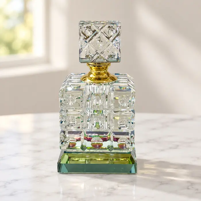 Crystal Perfume Bottle - Square Panels