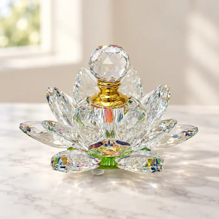 Crystal Perfume Bottle - Green Lotus
