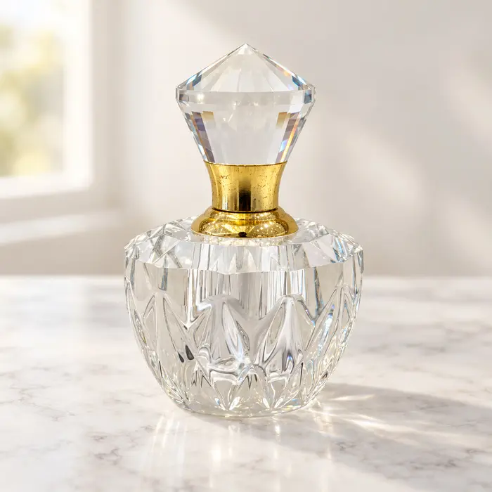 Crystal Perfume Bottle - Leaf Cuts