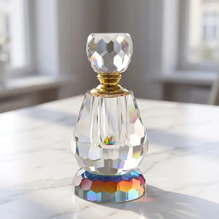 Crystal Perfume Bottle - Faceted Goblet Stopper