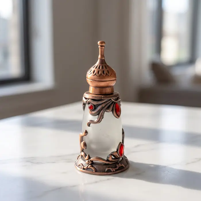 Decorative Perfume Bottle - Copper Red Accents