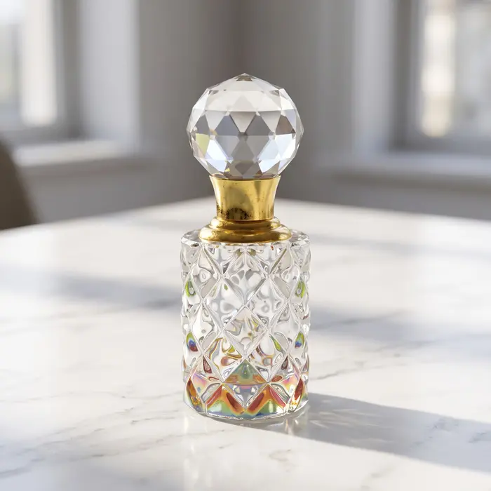 Crystal Perfume Bottle - Diamond Cylinder