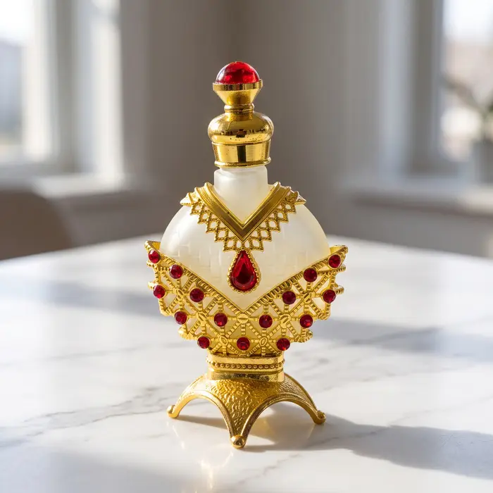 Decorative Perfume Bottle - White Gold Red
