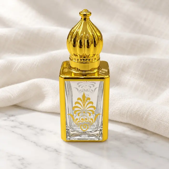 Gold Attar Bottle - Rectangle Floral