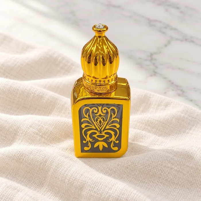 Gold Attar Bottle - Dark Floral Panel