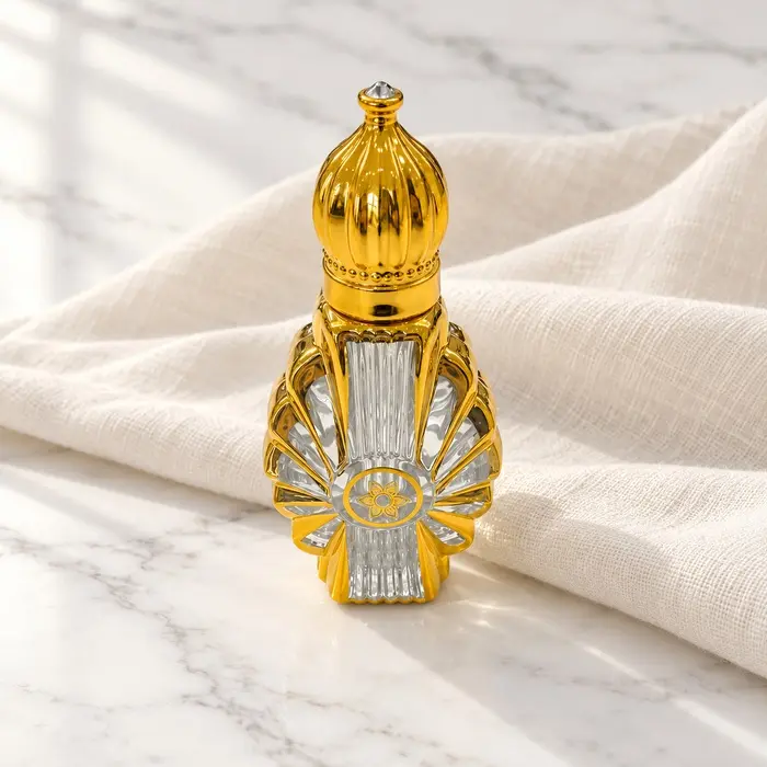 Gold Attar Bottle - Fan Flower