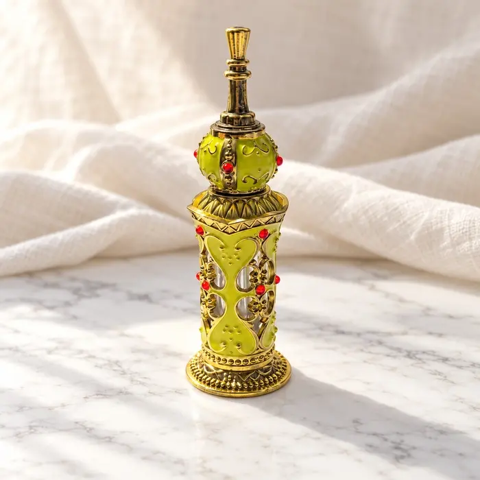 Gold Attar Bottle - Lime Heart Tower